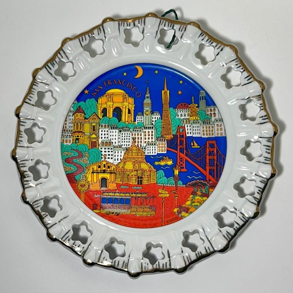 Vintage MICO San Francisco Scene Colorful Decorative Wall Decor Plate, 8 in